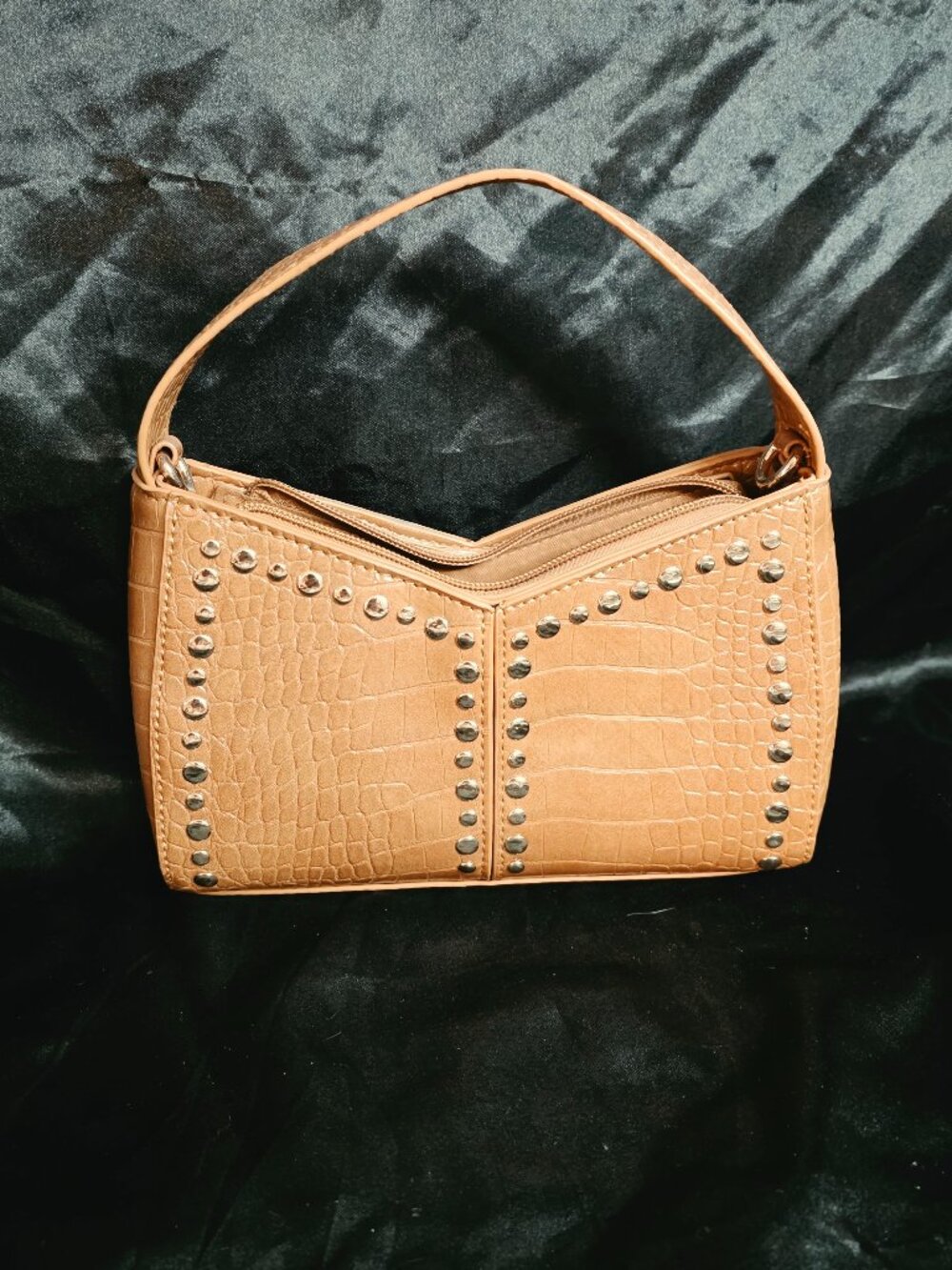 Cato Brown Croc Embossed Studded Mini Shoulder Bag Y2K